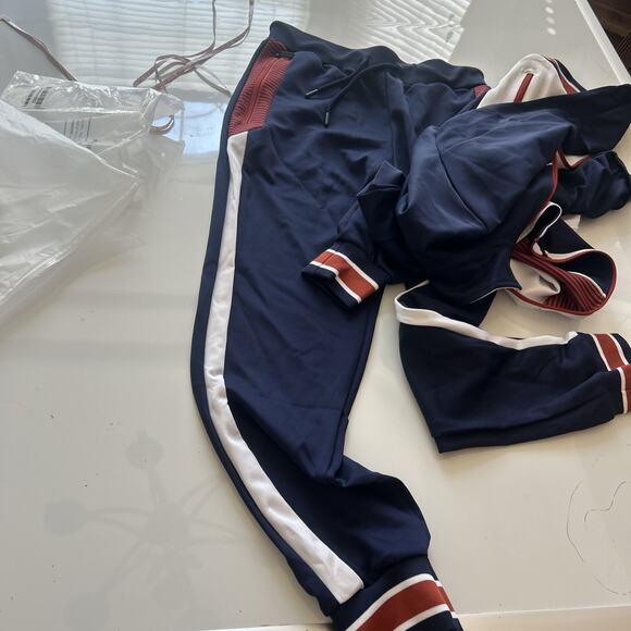 Jian Wang Medium Track Suit Jacket Jogging Pants Athleisure 90’s Y2K Navy Blue - Picture 15 of 16